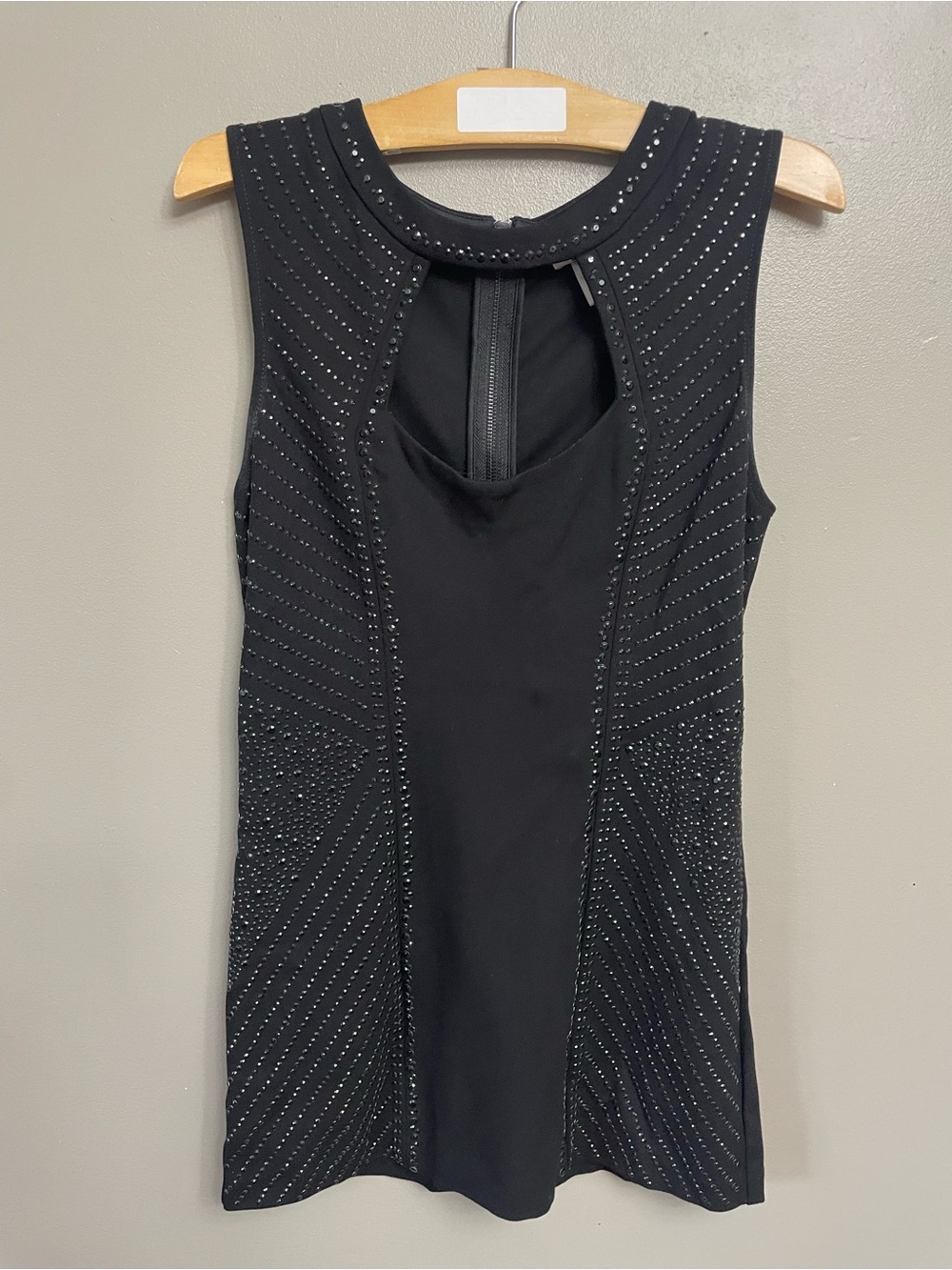 CACHE Medium Studded Bodycon Sleeveless Black Dress